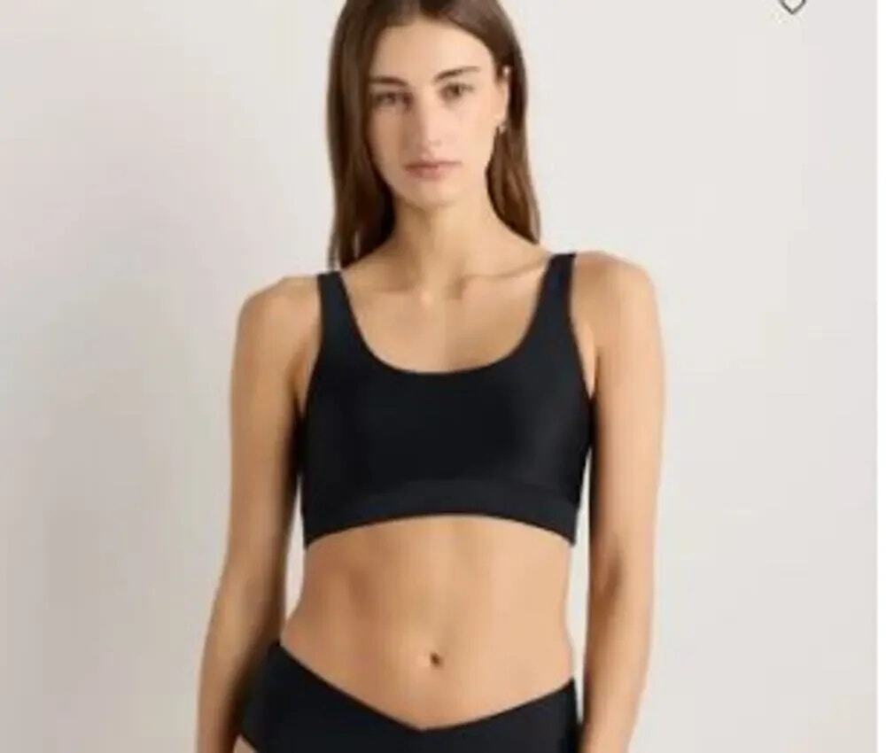 Quince Black Scoop Neck Bikini Top and Briefs